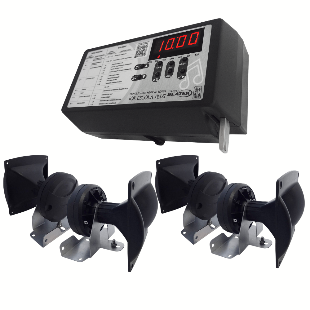 Sirene Musical Escolar Amplificado De 200W RMS + 4 Cornetas